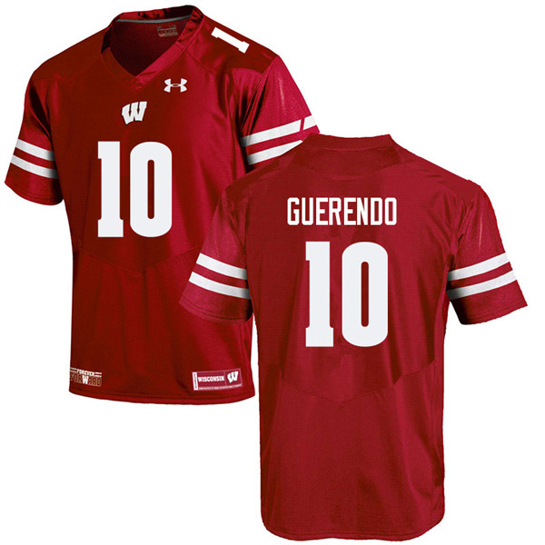 Wisconsin Badgers Men's #10 Isaac Guerendo NCAA Under Armour Authentic Red College Stitched Football Jersey TX40K34SI
